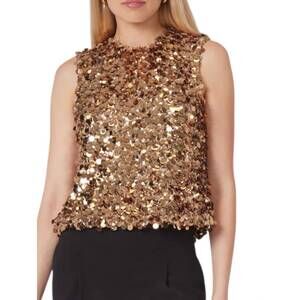 NEW GILNER FARRAR sleeveless piper sequin top in black